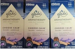 3 NEW GLADE AROMATHERAPY COOL MIST DIFUSER OIL CHOOSE CALM LAVENDER & SANDALWOOD - Bild 1 von 1