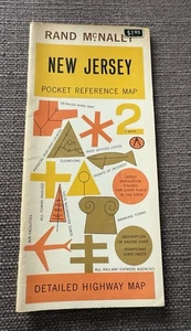 Rand McNally New Jersey State 1962 Pocket Reference Map Detailed Hwy Map Rare - Picture 1 of 8
