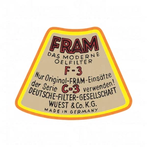 Porsche 356 Fram Small F-3 Decal for Oil Filter Canister Top Center - Bild 1 von 2