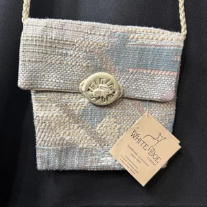 Vintage White Doe Handcrafted Woven Handbag Crossbody Boho Made In USA NWT - Picture 1 of 7