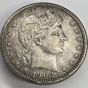 1903 AU+ Barber Quarter - Picture 1 of 5