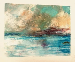 Sommermeer Acryl auf Aquarellpapier DINA4 Original Unikat Landschaft Rügen - Bild 1 von 5