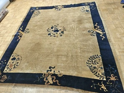 8x10 CHINESE RUG ANTIQUE CIRCA 1900 PEKING DECO AUTHENTIC 100% WOOL ORIENTAL  - Image 1 of 4