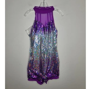 NEW Weissman Dance Good Luck purple silver sequin romper - large adult - SWIFTIE - Picture 1 of 11