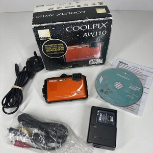 Nikon Digital Camera COOLPIX AW110 Waterproof 18m Shock Resistant 2m ORANGE VGC - Picture 1 of 24