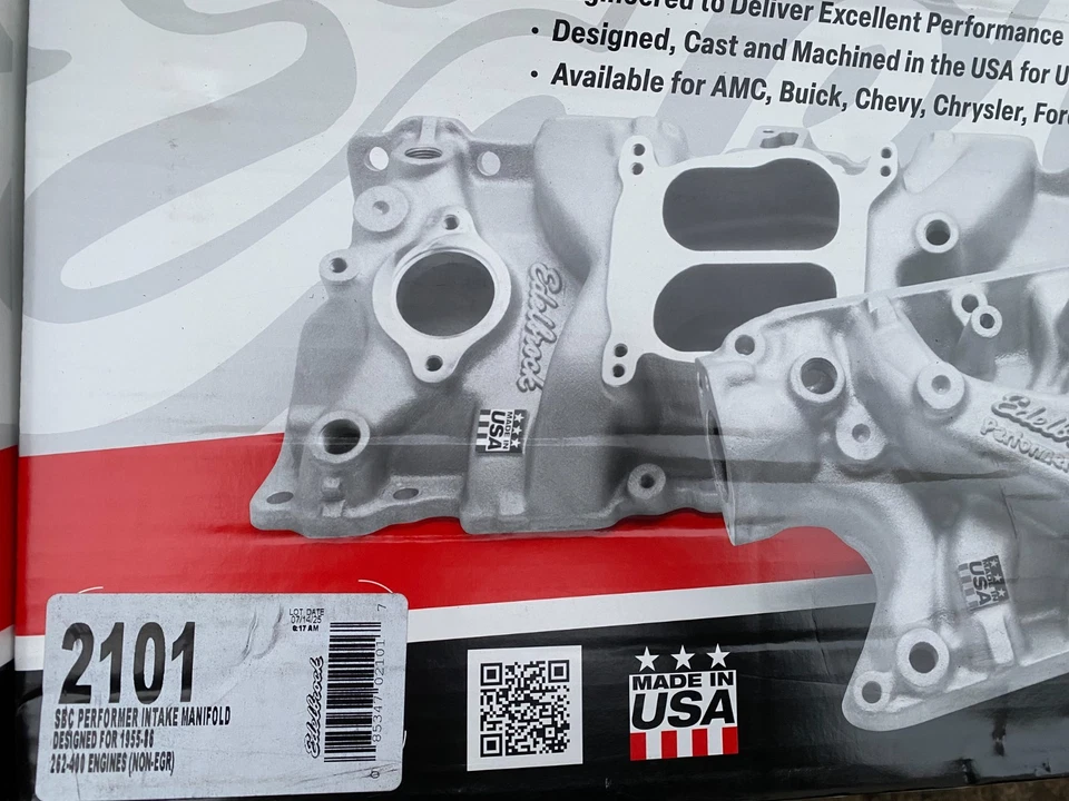 Colector de admisión Edelbrock 2101 SBC Performer - 1986 y anteriores Foto 1 de 1
