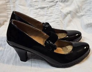 Tacones Mary Jane Euro Soft by Sofft de cuero negro punta cerrada sin cordones talla 7M - Imagen 1 de 7