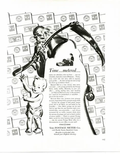 1939 Postage Meter Co. Father Time and Baby New Year Vintage Print Ad - Picture 1 of 1