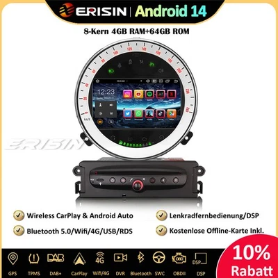 8-Kern DSP Android 14 Autoradio für BMW Mini Cooper GPS BT5.0 DAB+ CarPlay Navi - Bild 1 von 4