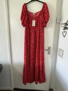 Size 16 Red Ditsy Print Monsoon Dress Bnwt Rrp £60 - Picture 1 of 7
