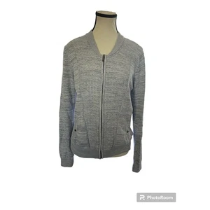 Calvin Klein Sz L Full zip snap pckt LS Txtrd Heather Gray - Picture 1 of 7