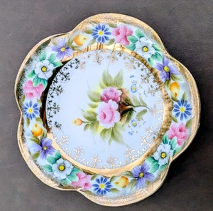 Piatto da parete Lenwile Cina Ardalt Giappone dipinto a mano immagine floreale bordo oro #6001 - Foto 1 di 7