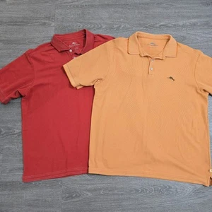 Lot x2 Tommy Bahama Emfielder Classic Short Sleeve Pima Cotton Polo Shirt Men L - Picture 1 of 20