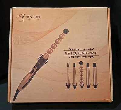 BESTOPE 5 in 1 Ceramic Curling Iron Wand Set with 5 Ceramic Barrels NEW OPEN BOX - Image 1 of 4