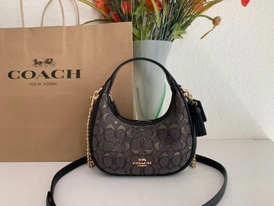 NWT Coach CCF76 Carmen Mini Crossbody Bag Metallic Signature Jacquard & Leather - Image 1 of 4