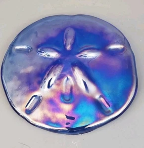 Irisierender kobaltblauer Kunstglas Sand Dollar Briefbeschwerer - Bild 1 von 4