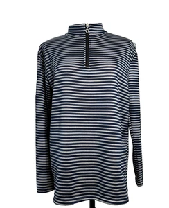 Women’s Halter Sweater Pullover Striped Half-zipper Blue Gray Flece Size XXL - Picture 1 of 9