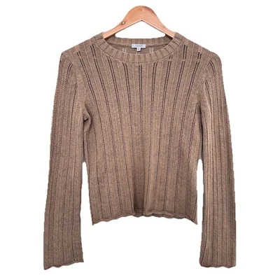 Jersey Jigsaw Talla XS Tejido Abierto Marrón Pointelle Suéter Ligero Mezcla de Algodón Foto 1 de 4