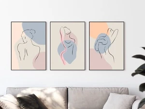 Line Drawing Woman Body Wall Print Nude Female Body Wall Poster Body Silhouete - Picture 1 of 3