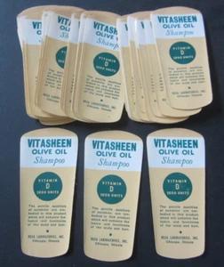 Wholesale Lot of 100 Old Vintage 1940's VITASHEEN Olive Oil SHAMPOO - LABELS - Picture 1 of 1