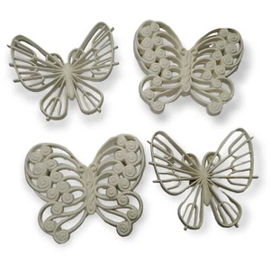 4 Vintage Syroco Korb Schmetterlinge Home Interiors Homco Wurzelholz Wandbehang - Bild 1 von 4