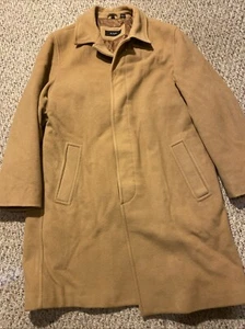 Abrigo Alfani Para Hombres L Lana Nylon Cachemira Largo Completo Beige Bolsillos Cálido - Imagen 1 de 9