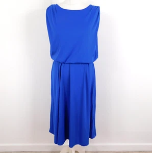 Vestido de Noche Drapeado Vintage BK Azul Real Talla 12 Elegante Retro Estilo Cóctel - Imagen 1 de 7