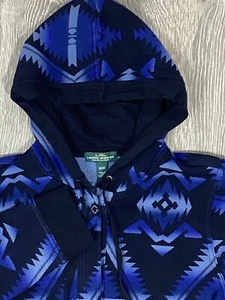 Lauren ralph Women’s aztec sweater Jacket Medium weight Full Button Hooded - Picture 1 of 7