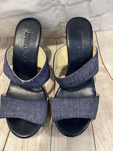 JIMMY CHOO Denim wedge sandals NEW size 35 1/2 Size 5 - Picture 1 of 8