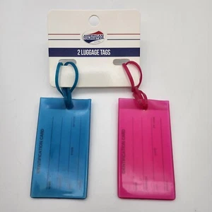 "American Tourister - 2 Gepäckanhänger Set - blau & rosa Gelee - 3"" x 2" - Bild 1 von 2