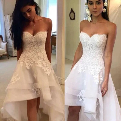 High Low Wedding Dresses Sweetheart Princess Sweep Train Bridal Gowns Custom New - Image 1 of 4