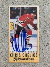 CHRIS CHELIOS CHICAGO BLACKHAWKS Autographed Signed 1993-94 FLEER POWER PLAY #47