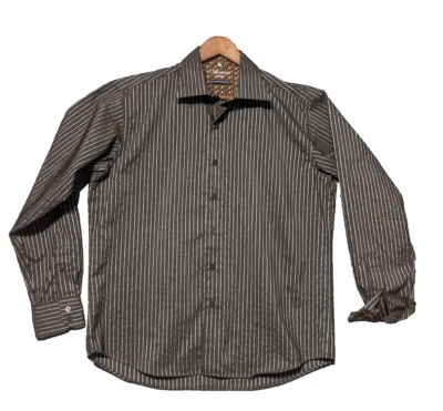 Camisa con botones a rayas marrón talla grande Visconti Uomo para hombre Foto 1 de 4