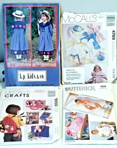 Lot Of 4 Vintage Sewing Patterns 3 Uncut Baby Girls Dress Coat Bag Etc. - Picture 1 of 6