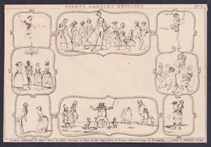 1840 Fores No 3 Dancing Mulready Karikatur Original sehr gut unbenutzt - Bild 1 von 2