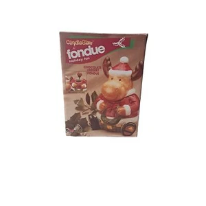 Christmas Moose Fondue Pot Candle Glow Holiday 3 pc Ceramic Decor Dessert - Picture 1 of 9