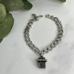 Vintage LGB LG Balfour Co Sterlingsilber Bettelarmband & Telefonanhänger 7,5 Zoll - Bild 1 von 11