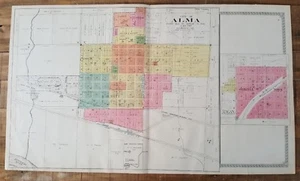 Antique MAP - ALMA & RAGAN - Atlas Of Harlan Co. Nebraska - Ogle & Co 1921 - Picture 1 of 10