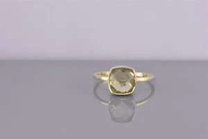 Gold Sterling Silber facettierter Limonenquarz Bandring 925 Gr: 9,5 - Bild 1 von 8