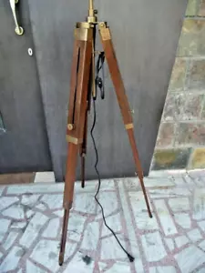 ANTIQUE ROYAL NAUTICAL TRIPOD FLOOR LAMP WOODEN TRIPOD LAMP STAND SHADE TRIPOD - Picture 1 of 4