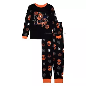 Spiderman Halloween Pajamas Boy Size 4 6 8 10 12 Set Marvel Shirt Pants Girl NWT - Picture 1 of 3