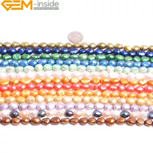 Freshwater Pearl Beads Rice Freeform Stone Jewelry Making Beads 15" 8mm-10mm - Picture 1 of 75