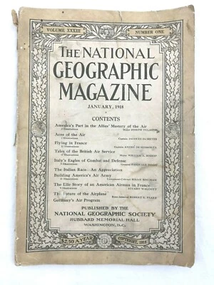 National Geographic Magazine, 1918, January, WWI Articles Flying, Airplane, Fair - Image 1 of 4