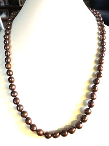 HONORA CHOCOLATE BROWN OVAL CULTURED PEARL NECKLACE 24" (M4266-23) - Picture 1 of 7
