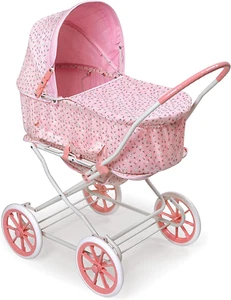Convertible Doll Pram Stroller Carrier Foldable Push Carry Pretend Play Toy Pink - Picture 1 of 9