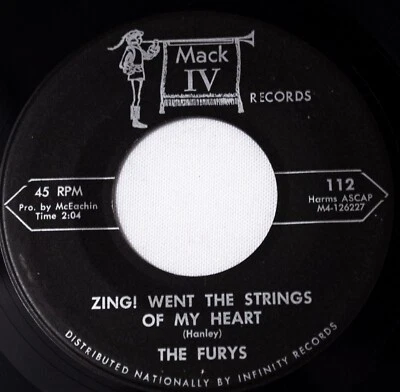Furys R&B 45 Zing! Went The Strings Of My Heart bw Never More on Mack IV Records Foto 1 de 4