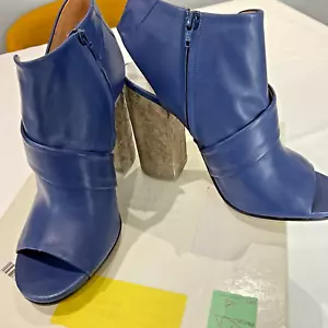 NEW MAISON MARTIN MARGIELA HEEL SANDAL SHOE BLUE LEATHER SIZE UK 7 EU 40 ITALY - Picture 1 of 17