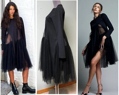 Vestido túnica Comme des Garçons ballet fluido tul transparente Godets insertado Top S Foto 1 de 4