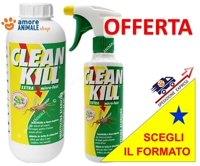 CLEAN KILL Extra Micro Fast - Spray 375 ml // Ricarica 1000 ml - Insetticida Bio