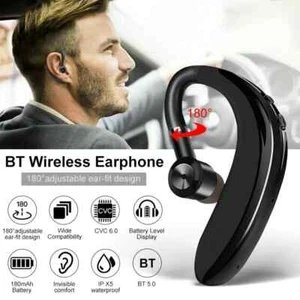 Wireless Bluetooth 5.0 Earpiece Headset Driving Trucker Earbuds Noise Cancelling - Picture 1 of 19
